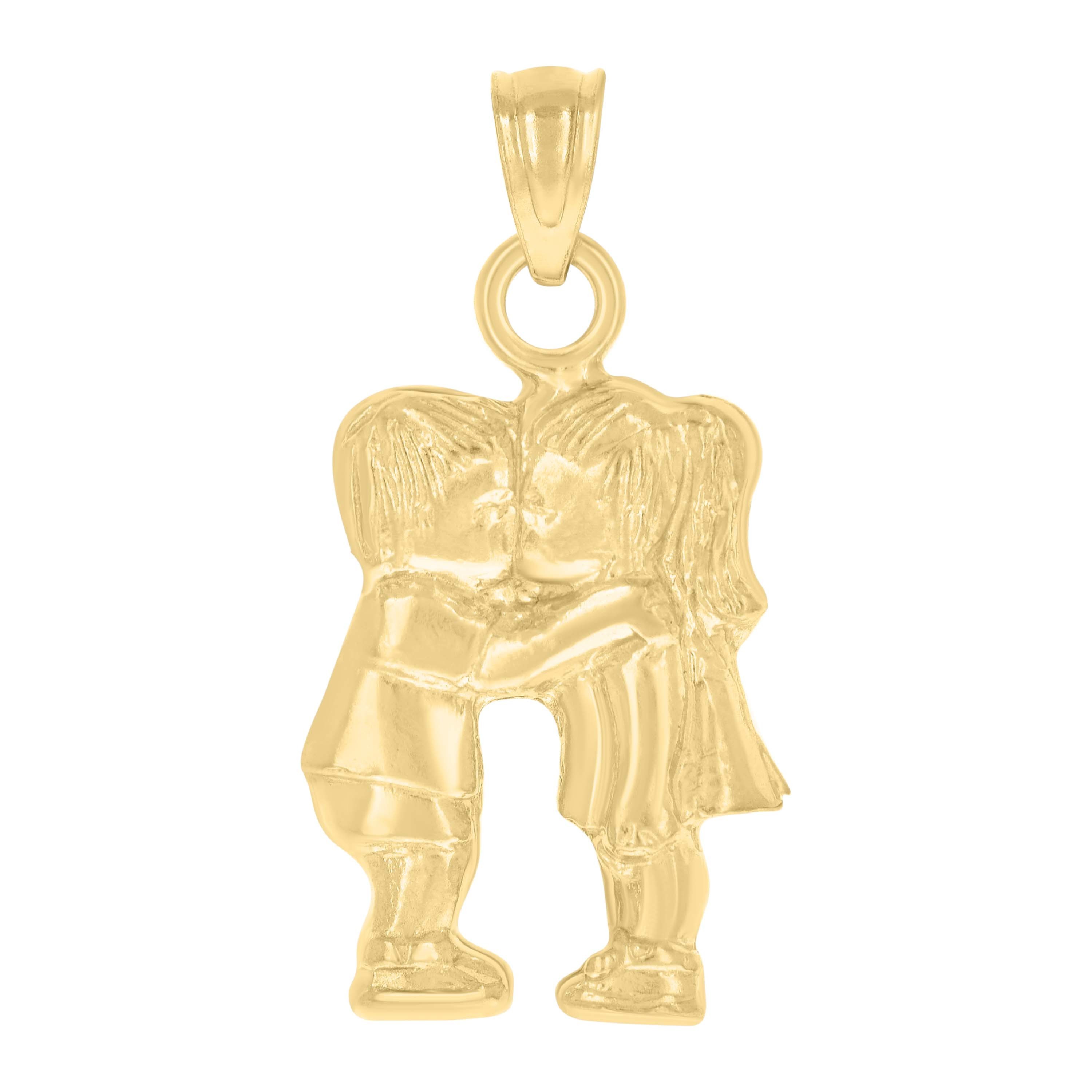 10kt 10k Yellow Gold Unisex Boy And Girl Kissing Charm Pendant